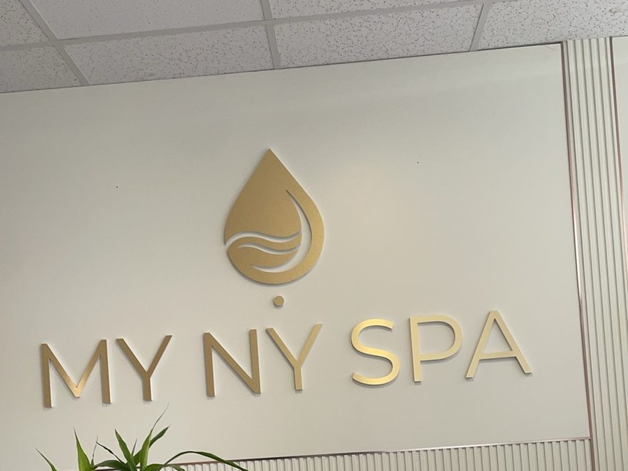MY NY SPA reception and gold logo