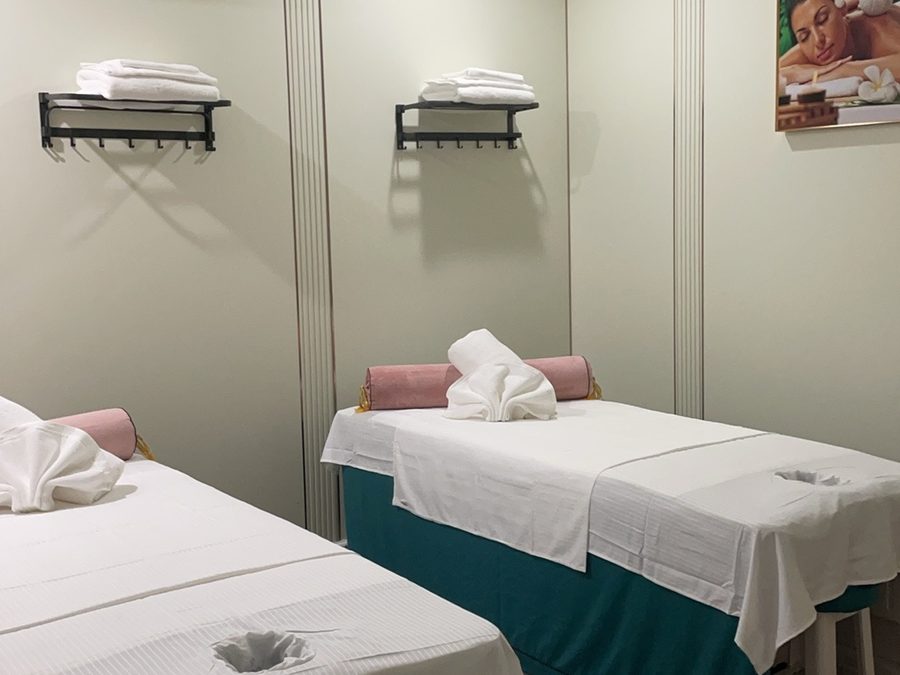 Clean private massage treatment room in Amityville
